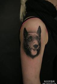 Big dog on a puppy portrait tattoo pattern