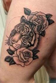 Stehna tetování tradice dívka stehna na květiny a tygr obrázky tetování
