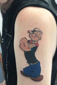 Stor arm tatovering mannlig skole gutt stor arm på farget popeye tatoveringsbilde