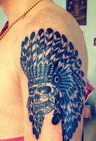 Strong man's big arm alternative skull tattoo picture