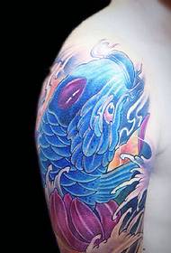 Grande patrón de tatuaxe de calamar azul