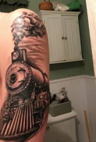 Double big arm tattoos male big arm on black train tattoo pictures