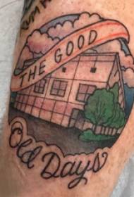 Tattoo coscia maschile coscia su inglese e costruzione foto tatuaggio