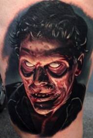 Portret postaci tatuażu udo męskiego studenta na realistycznym obrazie tatuażu portretowego