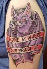 Tattoo bat boy with big arm on colored bat tattoo picture