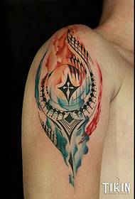 Big arm painted splash ink totem tattoo pattern