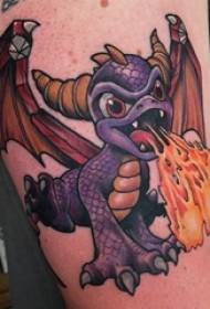 Pari ison käsivarren tatuointeja - pojan iso käsivarsi värillisillä palo-lohikäärmetatuointikuvilla