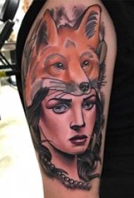Double big arm tattoos male big arm on fox and character portrait tattoo pictures
