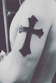 Cross tattoo picture of men's big arm personality