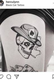 Taro tattoo girl thigh on skull tattoo picture