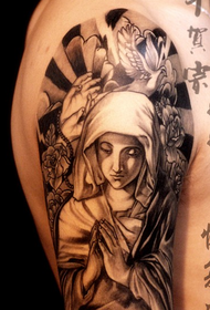 A big arm nun white dove rose tattoo pattern