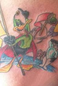 Stehno tetovanie samec chlapca stehno na farebný karikatúra tetovanie obrázku
