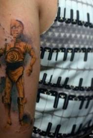 Big arm splash ink golden robot European and American tattoo pattern