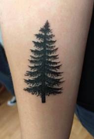 Pine tattoo girl black thigh tattoo picture on thigh