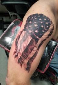 Double big arm tattoo male big arm on black flag tattoo picture
