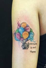 Big arm colorful balloon letter tattoo pattern