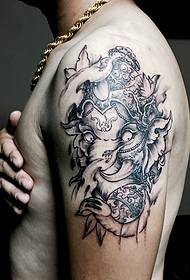 Modern big arm black and white elephant god tattoo pattern