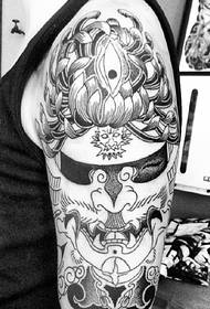 Big arm black and white totem tattoo is proud of you