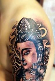 Men's big arm classic Buddha tattoo pattern handsome