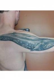 Tattoo kit, mužjak, velika ruka na slici tetovaže crnog kita
