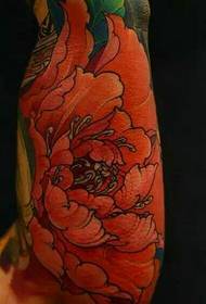 Bright and eye-catching big arm peony flower tattoo