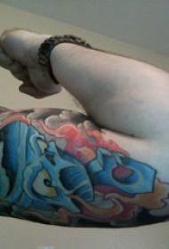Ilustracija velike ručne tetovaže muška velika ruka na obojenoj slici prajna tetovaža