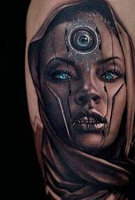 Голема рака Индиско девојче 3Д портрет слика за тетоважа