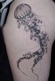 Meduzy wzór tatuażu dziewczyna udo meduzy wzór tatuażu