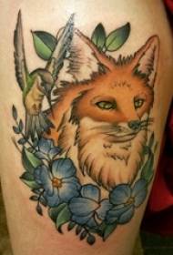 Thigh tattoo tradition girl thighs on flowers and fox tattoo pictures