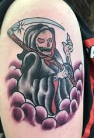 Morto-falĉula tatuaje-knabino granda brako sur morto-malsano tatuaje bildo
