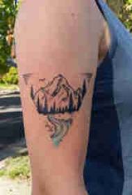 Arm landskap tatoeëermerk grootarm water en berge tatoeëermerk