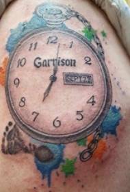 Clock tattoo boy big arm on colored clock tattoo picture