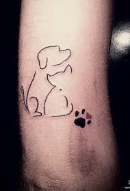 Linea di cani grande cane semplice piccolo modello di tatuaggio fresco