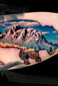 Meninos grandes braços pintados linhas simples silhueta pequeno animal neve montanha paisagem tatuagem fotos
