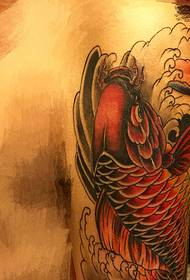 Big red squid tattoo picture is eye-catching