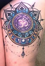 Brahma tattoo, girl's thigh, vanilla tattoo picture