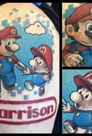 Super Mario Tattoo Boys Big Arm pada gambar Bahasa Inggeris dan Super Mario Tattoo