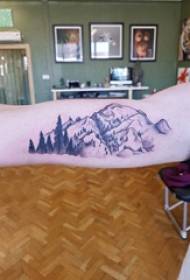 Double big arm tattoos male big arm on tree and mountain tattoo pictures