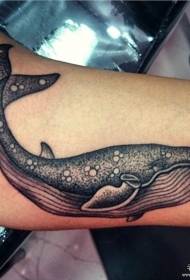 Veliki ručni kitov crno sivi europski i američki uzorak tetovaža