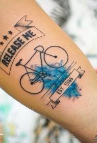 Big arm bicycle blue splash ink tattoo pattern