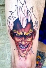Tattooed thigh male boy thigh on colored character portrait tattoo picture
