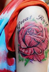 Tatuatge de rosa de braç gran exquisit i bonic