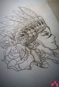Indesche Schéinheetsporträt Tattoo Manuskriptebild