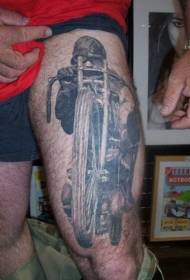 Motorcycle concept tattoo pattern on thigh