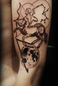 Gorgeous black Sagittarius with planet tattoo pattern