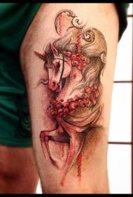 Motlle de tatuatge de flors d’unicorn bell color de cuixa