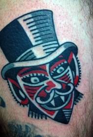 Lustiges kleines farbiges Vampir-Gentleman-Tattoo des Beins