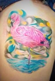 Dijkleurige roze flamingo-tatuerpatroan