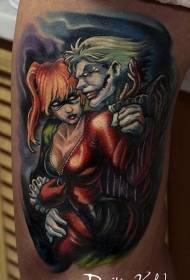 Sexig kvinna i lårfärg tecknad sexig och tatuering mönster för clown