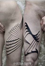 Couple thighs Europe and America abstract geometric line tattoo pattern